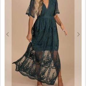 Dark teal lace maxi dress size M